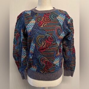 80's Missoni Patchwork Multi Color Amazing Crew Neck Wool Sweater size S. Rare🔥